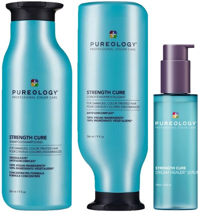 Pureology Strength Cure Shampoo, Conditioner, and Serum Routine for Da