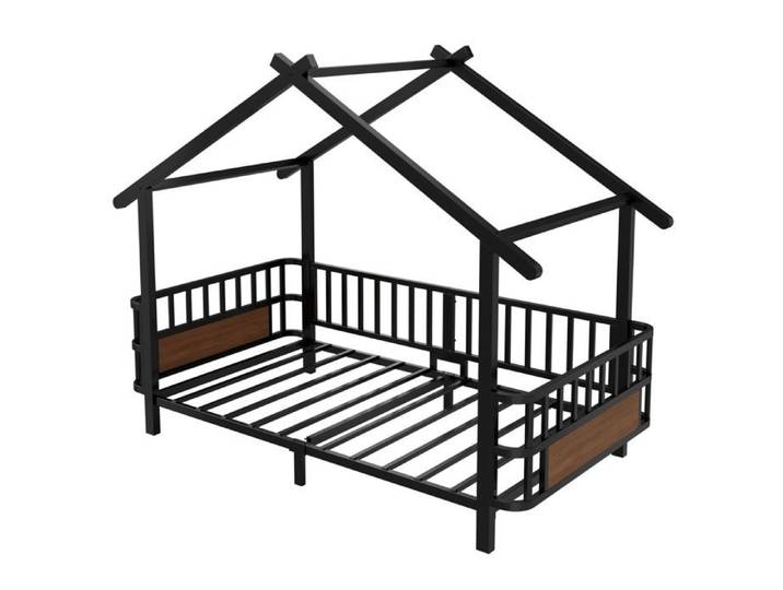 Lit cabane métal 90x200 cm noir