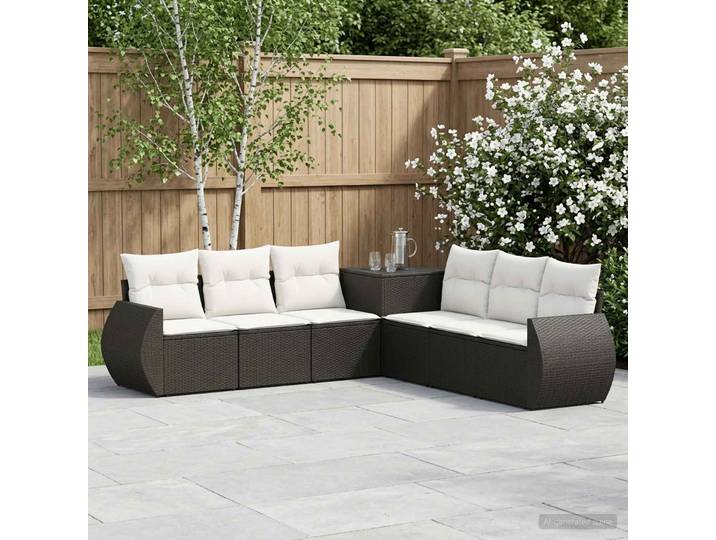 vidaXL Sofa Set 7 stk. Schwarz und Cremeweiß 243 x 243 x 85 cm