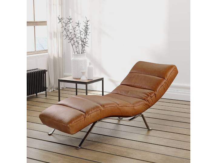 Relaxliege Kasson Braun Echtleder Arelia Silber 172 x 96 x 68cm