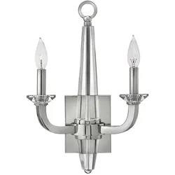Wandleuchte Wandlampe Flurlampe Nickel Stahl Kristalle 2-flammig B 30,5 cm
