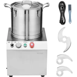 VEVOR Küchenmaschine Gemüsezerkleinerer, 15 L Küchenmaschine aus lebensmittelechtem Edelstahl mit 2 zusätzlichen S-Kurvenklingen, multifunktional zum Zerkleinern von Gemüse Obst Getreide
