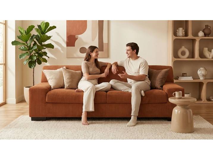 3-Sitzer GOODPRODUCT Faxxe 212 x 85 cm, zeitlos und elegant, mittelfeste Polsterung , terra, B:212cm H:74cm T:85cm, Sofas, 3-Sitzer, aus haustierfreundlichem Pet Friendly Cord