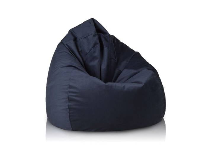 Fuzzy pouf fauteuil microfibre poire adulte fauteuil relax salon billes polystyrène 80x110 cm bleu nuit Ecopuf