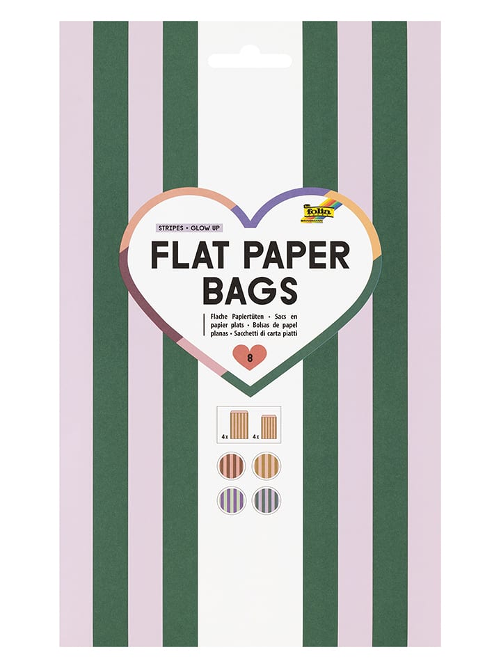 folia PAPER Papiertüten "S Stripes Glow Up" - 8 Stück - ab 6 Jahren - onesize