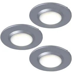 Einbaustrahler IP44 Badezimmerleuchte Einbauspot Deckenstrahler chrom rund, Alu matt, LED 3W neutralweiß, DxH 7x1 cm, 3er Set Paulmann