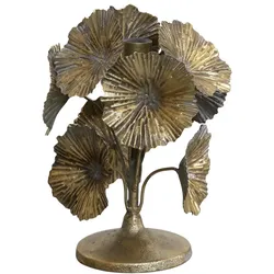 Chic Antique Kerzenständer mit Gold Blumen, H20 x Ø14 cm, antique messing