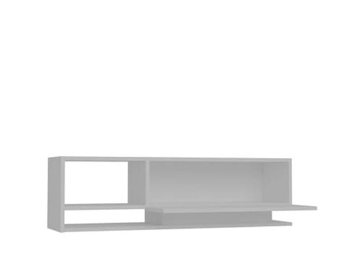 Moderner weißer TV-Ständer, 120 cm, 100% melaminbeschichtete Spanplatte, 18 mm stark, Wandmontage, mehrere Ablagen, stilvolle Aufbewahrungslösung