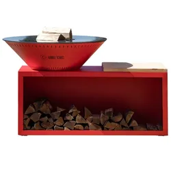 GRILLCHIC traditioneller Feuerkorb Stahl 103 rot Doppelwanne