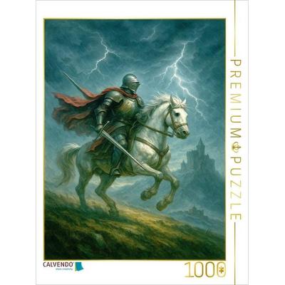 CALVENDO Puzzle Heldenritt durch den Sturm - Ritter auf Pferd | 1000 Teile Lege-Größe 64x48cm Foto-Puzzle für glückliche Stunden