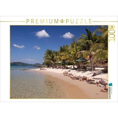 CALVENDO Puzzle Palmenstrand am Eco Lodge | 1000 Teile Lege-Größe 64x48cm Foto-Puzzle für glückliche Stunden