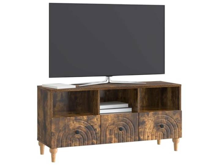 GKHPYURE TV-Möbel Eiche geräuchert 102 x 34,5 x 50 cm Technisches Holz, 3 Schubladen, Einlegeböden, modernes Design, für Wohnzimmer