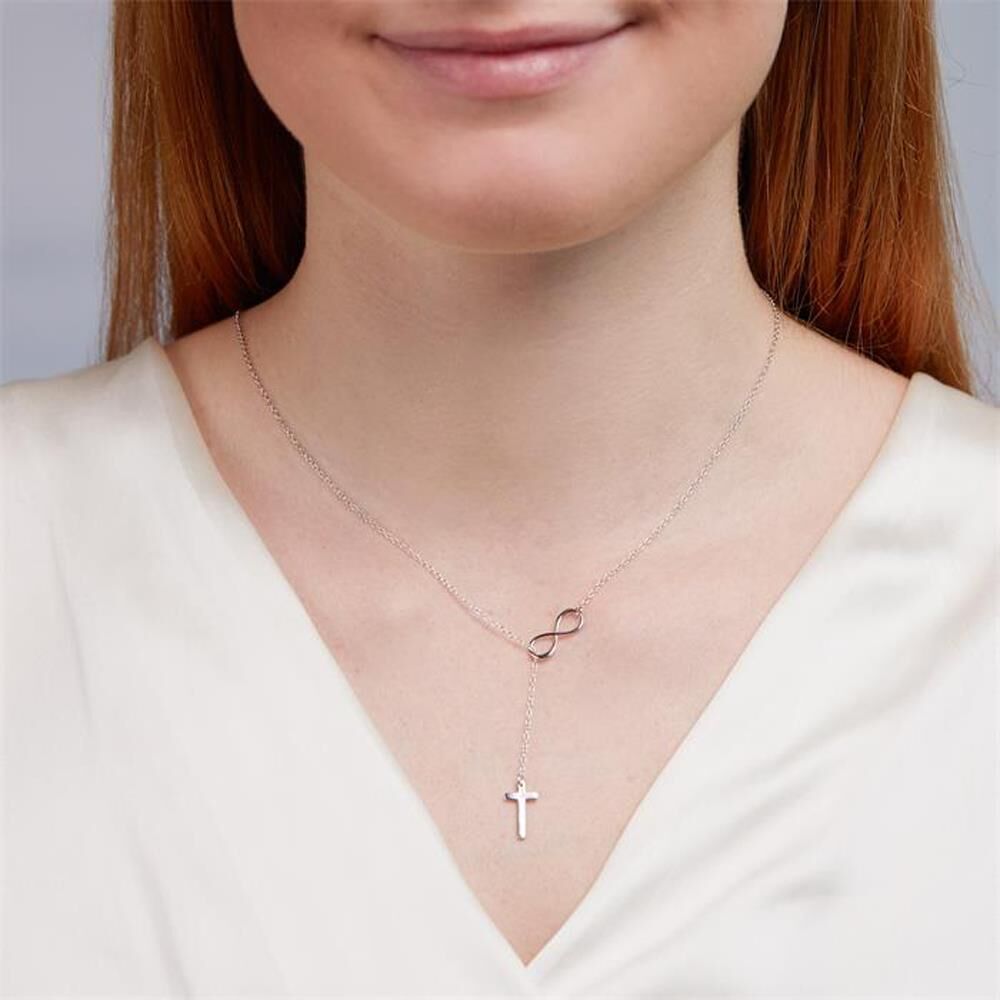 Unique 925er Silber Y-Kette Infinity Kreuz silber