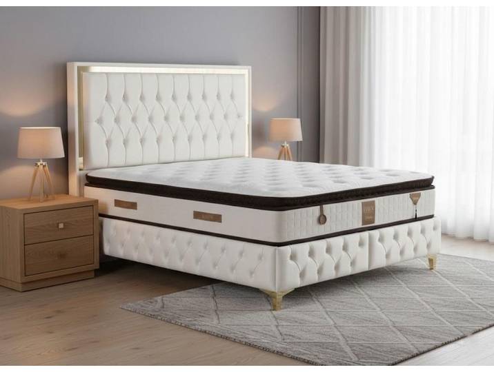 JVmoebel Polsterbett Modernes Bett mit Kunstlederbezug und hochwertiger Matratze