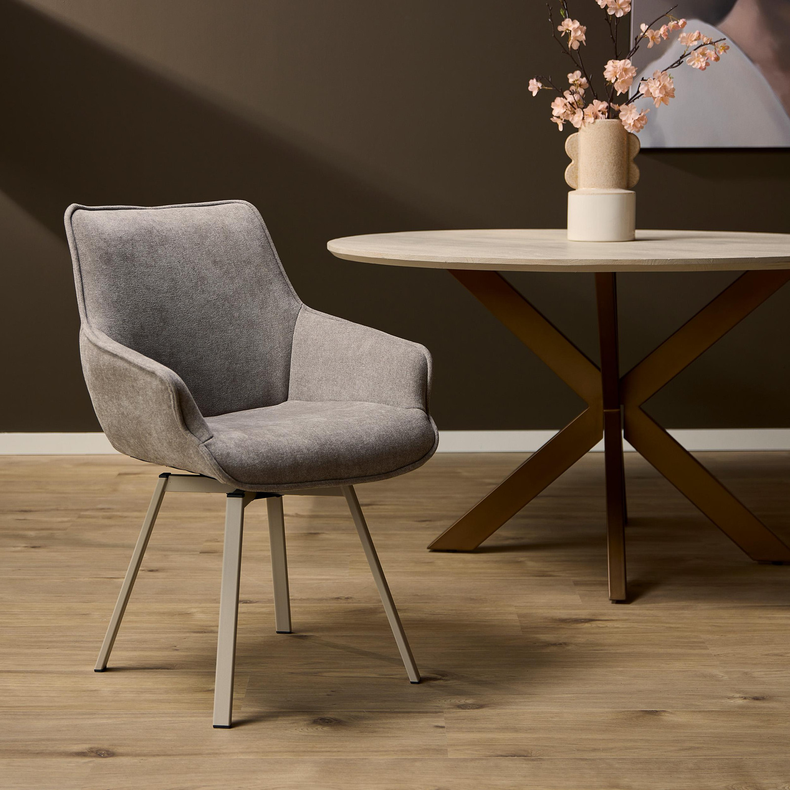 StarFurn Eetkamerstoel Mees Taupe - Set van 2