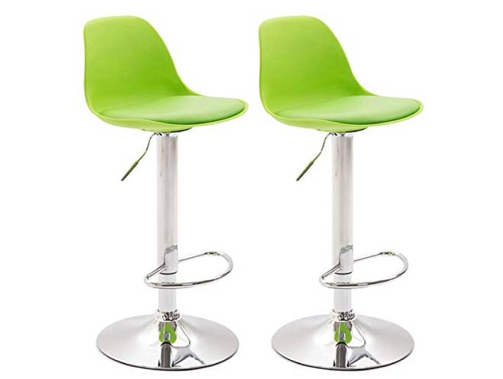 CLP 2er Set Thekenhocker Kiel Kunststoff I Barhocker Mit Polsterung Und Kunstlederbezug I Barstuhl Mit Metallgestell Farbe grün Gestell Farbe Chrom