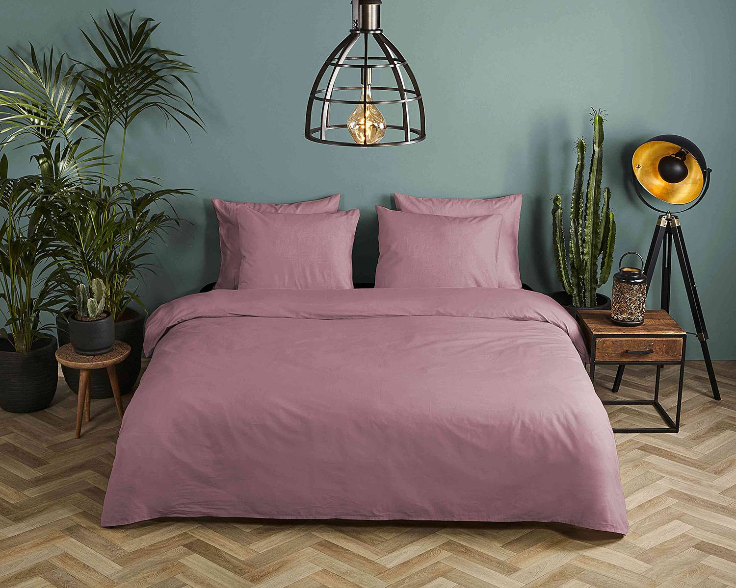 HIP Dekbedovertrek Uni Roze 100% Katoen 240 x 220 cm