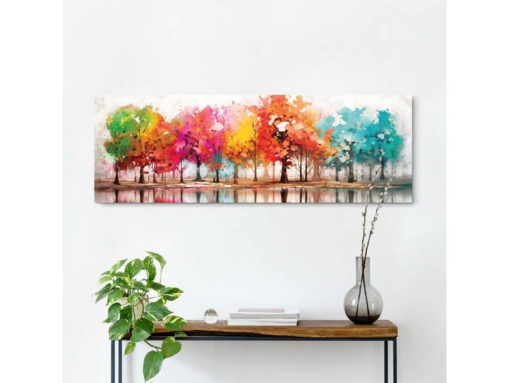 Wandbild Farbenfroher Wald MDF Mitteldichte Holfaserplatte Multicolor 40 x 118 x 2cm