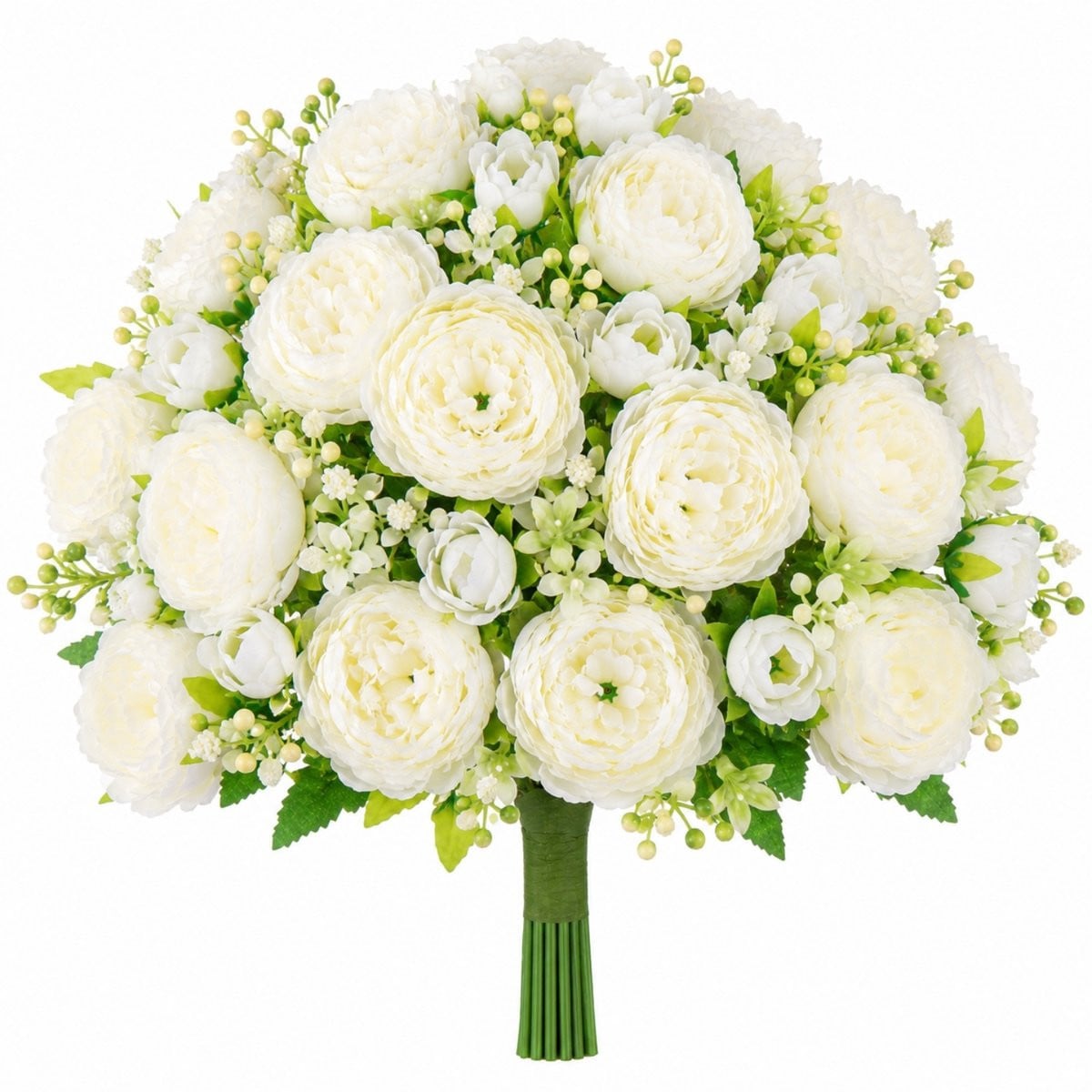 ROSIFY Kunstbloemen - Wit Pioenrozen Boeket - 8 Stelen - 30 cm