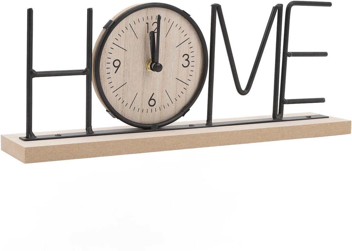Dailygoods Dailygoody Tafelklok - Modern houten en ijzeren design voor woonkamer en kantoor