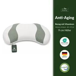 hERZtal Anti-Aging  Memory-Schaum-Kissen 68 × 35 cm | Bezug mit Vitamin A, C und E - 68x35x9cm