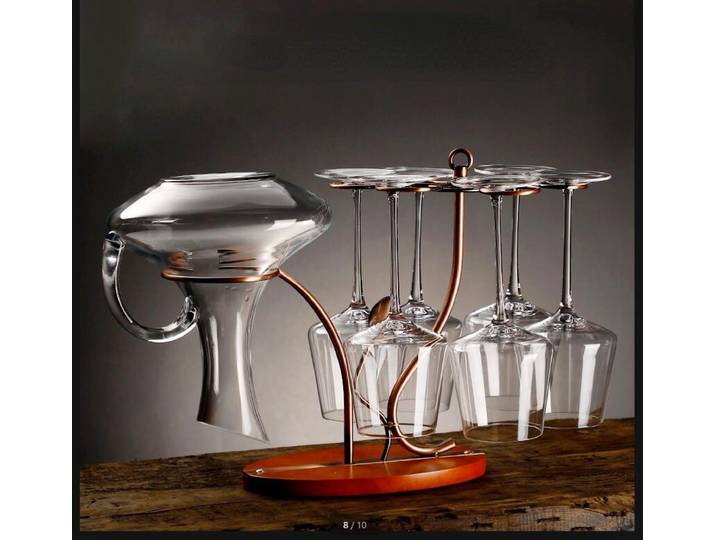Ensemble de vin en verre de cristal, flacon rouge, carafe, flacons de hanche, bouteille, verres, gobelet, porte-gobelet en métal