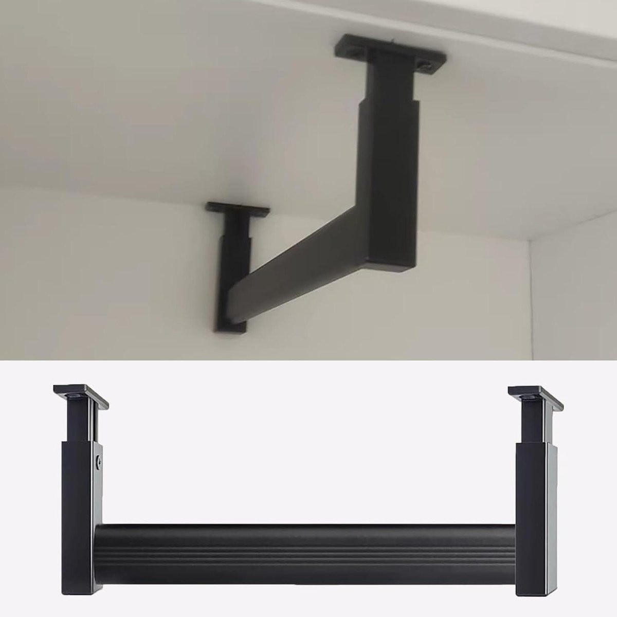Verstelbaar Kledingrek Zwart - Wandmontage - 50 cm