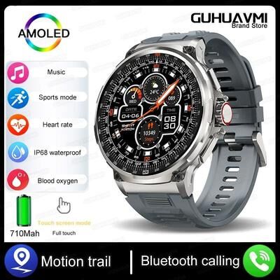 Uplifted Finds 1.85 inch Ultra HD AMOLED Smartwatch   GPS & Bluetooth Call   Executive 710mAh Sport Fitness System silver