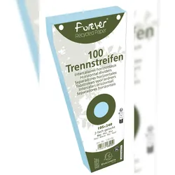 Exacompta 13515E 6x Packung mit 100 Trennstreifen, gelocht, trapezförmig aus Recycling-Papier 180g/qm, 105x240mm - Forever - Hellblau