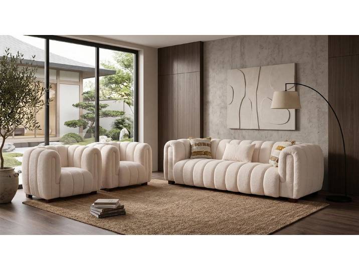 Xlmoebel Polstergarnitur Beiges Wohnzimmer-Set Sofas modern Sofagarnitur Designermöbel, (3-tlg., 2-1)