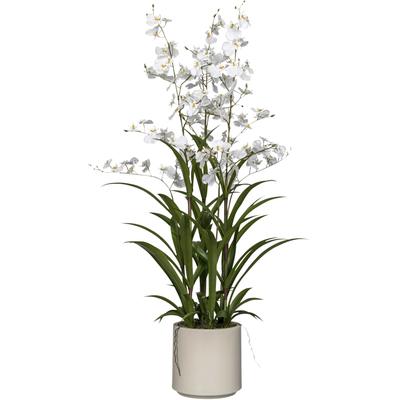 Kunstorchidee CREATIV GREEN "Orchidee Oncydie", weiß, H:98cm, Kunststoff, Kunstpflanzen, im eleganten Topf