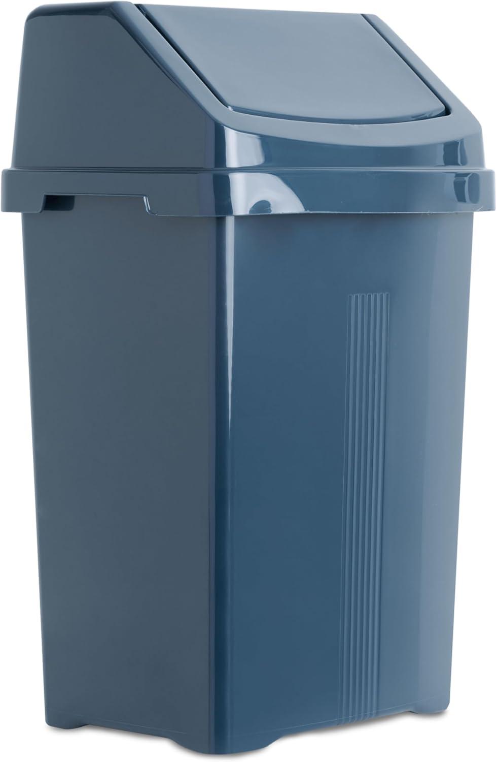 Mülleimer Schwingdeckel 15L eckig Navy Dunkelblau Kunststoff Küche Büro Bad