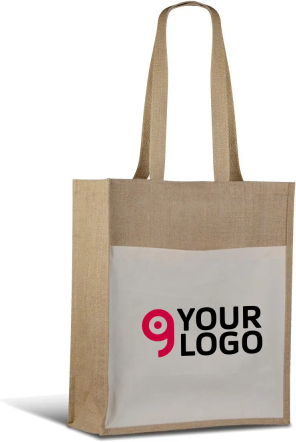 Shopper Save the Planet in juta e cotone naturale con tasca Personalizzate o neutre