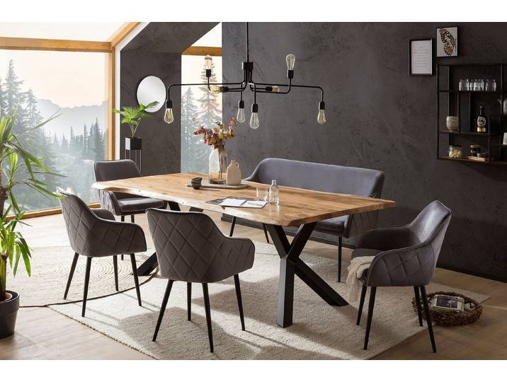 SalesFever Eckbankgruppe Eckbankgruppe im Landhausstil, (Set, 6-tlg), Rückenfläche mit aufwändiger Rautensteppung