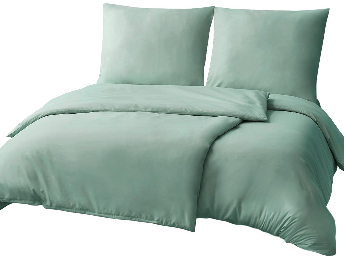 Unyqoos Beddengoed Set van Microvezel in Saliegroen met Strijkvrije Eigenschappen, 135x200 cm en 80x80 cm