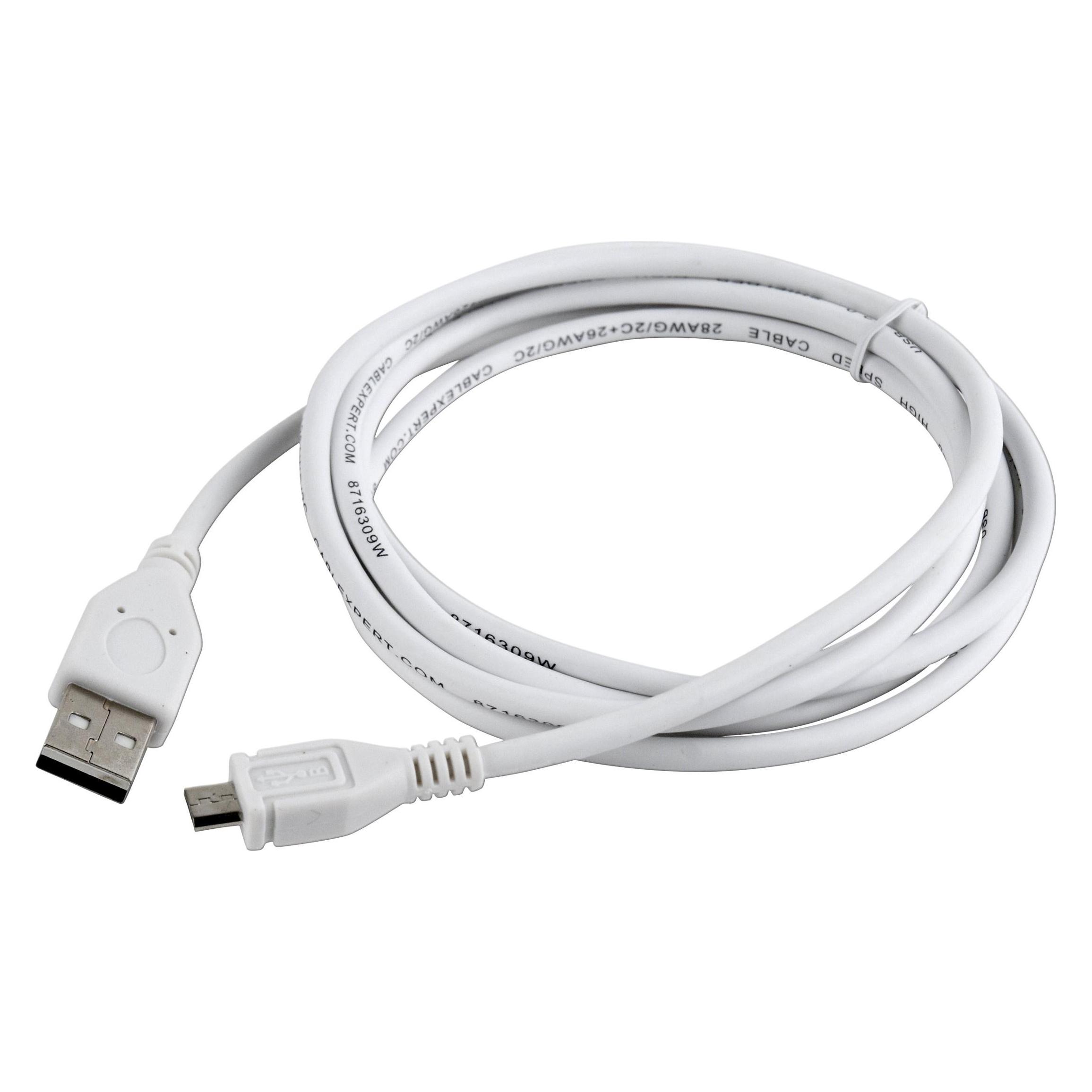 Gembird CABLE USB2 A PLUG/MICRO B 1.8M/WHITE CCP-MUSB2-AMBM-6 (1.80 m, USB 2.0) (CCP-MUSB2-AMBM-6-W)