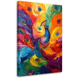 LEINWANDBILD Bunter Pfau, abstrakt, modern 40x60cm