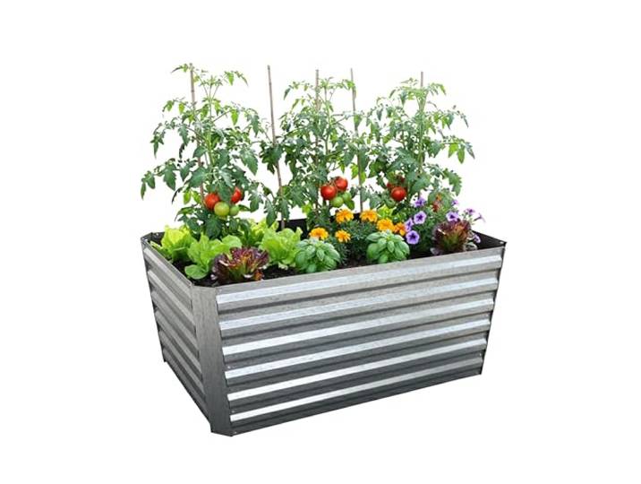 Relaxdays Hochbeet, verzinktes Metall, Blumen, Pflanzen & Gemüse, HBT: 60x120x60 cm, eckiges Pflanzenbeet, Farbauswahl