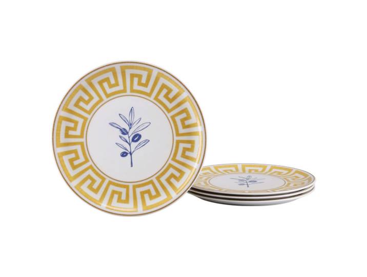 Creatable Pizzatellerset Gourmet Athena, Weiß, Honig, Keramik, 4-teilig, rund, stapelbar, Geschirr, Teller, Teller-Sets
