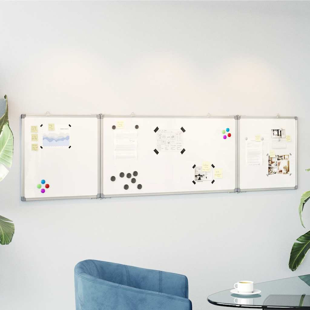 Vidaxl Magnetic Whiteboard Foldable 200X50x1.7 Cm Aluminium White