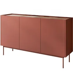 KOMMODE Dreitürige ESSENCE 3D K144 Keramik Rot / Eiche Linea