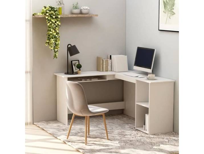 Bureau d'angle - SURENHAP - LIU661 - Blanc - 120x140x75 cm - Plateau coulissant