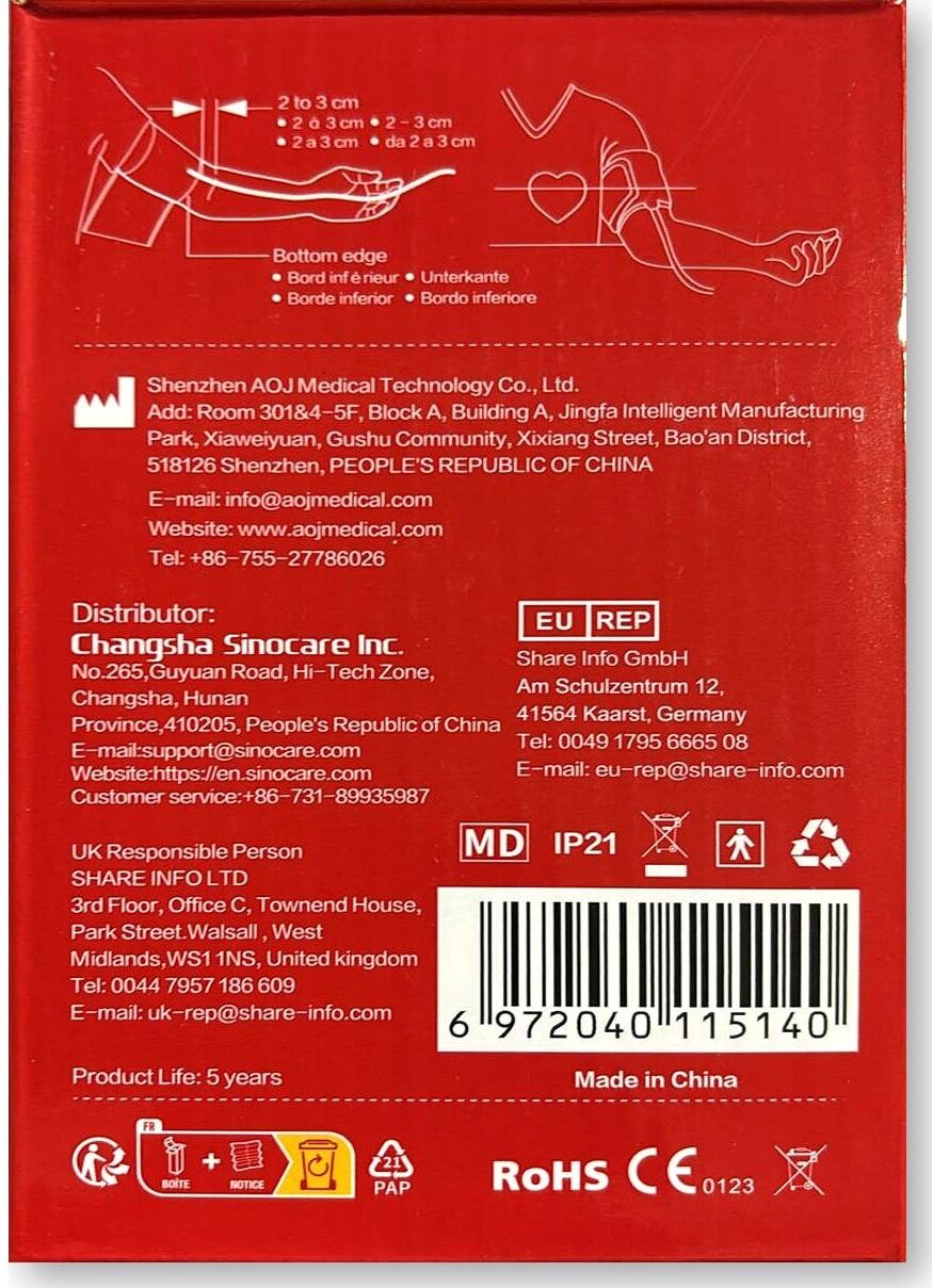 Sinocare Tensiómetro de Brazo ARM-30E+