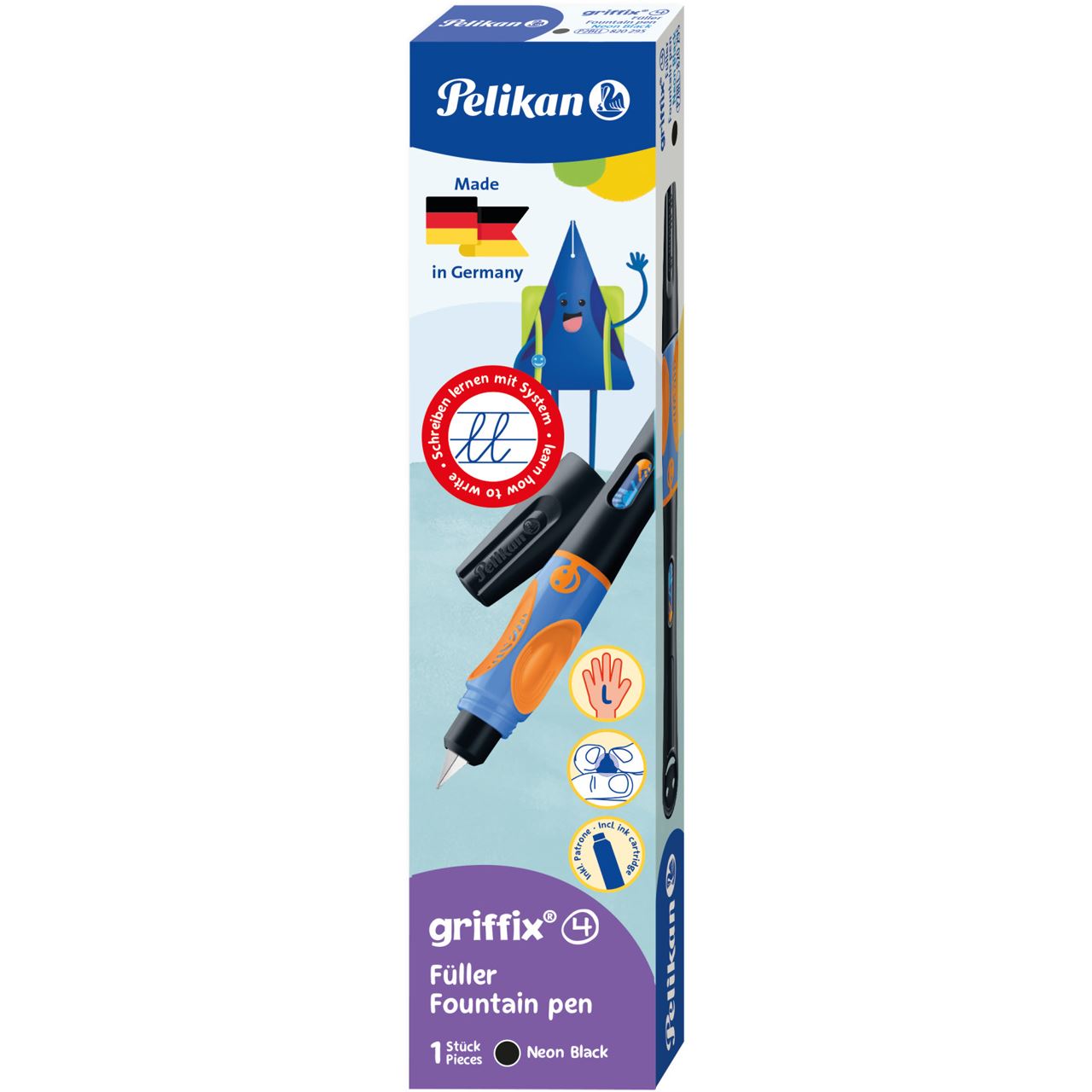 Pelikan griffix Füller Linkshänder Neon Black Faltschachtel