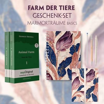Farm der Tiere Geschenkset - 2 Teile (Buch + Audio-Online) + Marmorträume Schreibset Basics, Set von George Orwell, EasyOriginal Verlag,