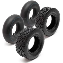Wiltec, Zubehör Gartenmaschinen, 2xReifenmantel 2xSchlauch 16x6.50-8 4pr Ventil gerade Rasentraktor Aufsitzmäher (Rasenmäher, Rasentraktor)