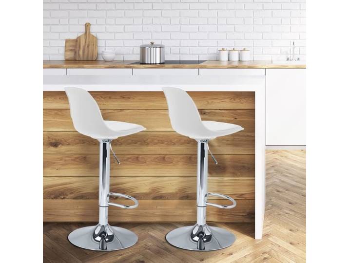 IDMARKET Lot de 2 tabourets de bar KARL design blanc