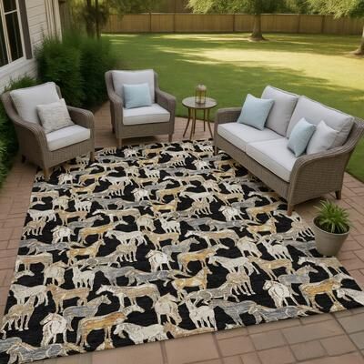 Addison Rugs Machine Washable Indoor/ Outdoor Horse Herd Chantille Rug