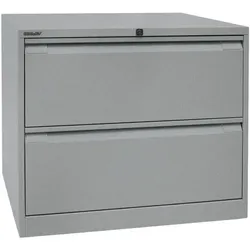 Bisley Hängeregistraturschrank A4, zweibahnig, 2 Schübe silber, 80x71.1x62.2 cm