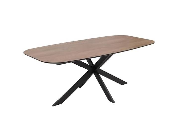 Mendler Esszimmertisch HWC-O56 MDF Metall 200x100cm - Walnuss-Optik
